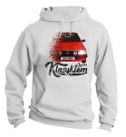 Biała bluza męska z kapturem z nadrukiem FORD Escort.