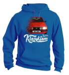Niebieska bluza męska z kapturem z nadrukiem FORD Escort.