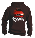 Brązowa bluza męska z kapturem z nadrukiem FORD Escort.