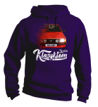 Fioletowa bluza męska z kapturem z nadrukiem FORD Escort.
