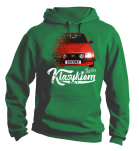 Zielona bluza męska z kapturem z nadrukiem FORD Escort.