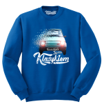 Niebieska bluza męska bez kaptura z fiatem 126p