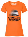 Pomarańczowy t-shirt damski z nadrukiem FIAT Cinquecento