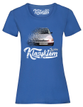 Niebieski t-shirt damski z nadrukiem FIAT Cinquecento
