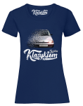 Ciemno niebieski t-shirt damski z nadrukiem FIAT Cinquecento