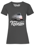Ciemno szary t-shirt damski z nadrukiem FIAT Cinquecento