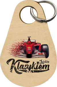 Drewniany brelok do kluczy - Formuła 1 F1 Ferrari "Jeżdżę Klasykiem"