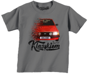 Bawełniana koszulka dla dziecka grafitowa z nadrukiem FORD Escort.