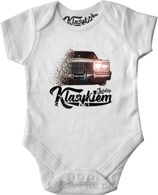 Białe body dziecięce z nadrukiem Cadillac Brougham