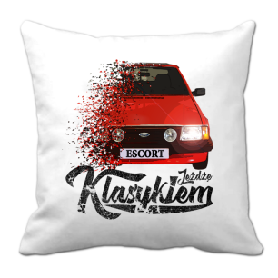 Biała poduszka FORD Escort - "Jeżdżę Klasykiem"