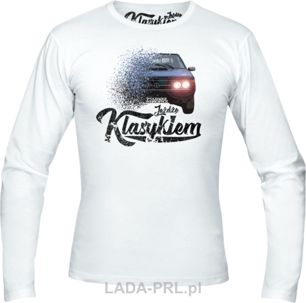 Biały longsleeve męski z nadrukiem Polonez Borewicz.