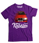 Fioletowy t-shirt męski bawełniany z nadrukiem FORD Escort.