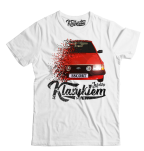 Biały t-shirt męski bawełniany z nadrukiem FORD Escort.