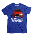 Niebieski t-shirt męski bawełniany z nadrukiem FORD Escort.