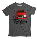 Szary t-shirt męski bawełniany z nadrukiem FORD Escort.