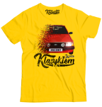 Żółty t-shirt męski bawełniany z nadrukiem FORD Escort.
