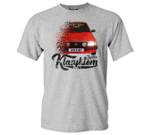 Melanżowy t-shirt męski bawełniany z nadrukiem FORD Escort.