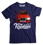 Granatowy t-shirt męski bawełniany z nadrukiem FORD Escort.