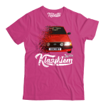 Różowy t-shirt męski bawełniany z nadrukiem FORD Escort.