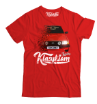 Czerwony t-shirt męski bawełniany z nadrukiem FORD Escort.