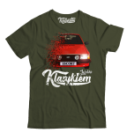 Zgniła zieleń t-shirt męski bawełniany z nadrukiem FORD Escort.
