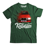 Khaki t-shirt męski bawełniany z nadrukiem FORD Escort.