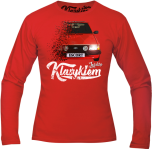Czerwony t-shirt z długim rękawem z nadrukiem FORD Escort.