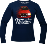 Granatowy t-shirt z długim rękawem z nadrukiem FORD Escort.