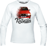 Biały t-shirt z długim rękawem z nadrukiem FORD Escort.