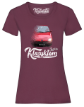 Bordowy t-shirt damski FIAT Seicento.