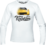 Biały longsleeve męski z nadrukiem Chevrolet Corvette.