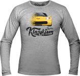 Jasno szary longsleeve męski z nadrukiem Chevrolet Corvette.
