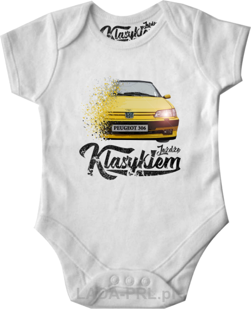Białe body dziecięce z nadrukiem PEUGEOT 306