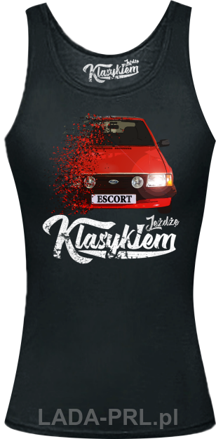 Czarny top damski z nadrukiem FORD Escort.