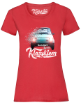Czerwony t-shirt damski z nadrukiem Jeżdżę Klasykiem Fiat 126p