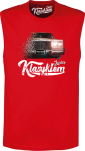 Czerwony top męski z nadrukiem Cadillac Brougham