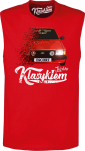 Czerwony top męski z nadrukiem FORD Escort.