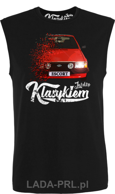 Czarny top męski z nadrukiem FORD Escort.