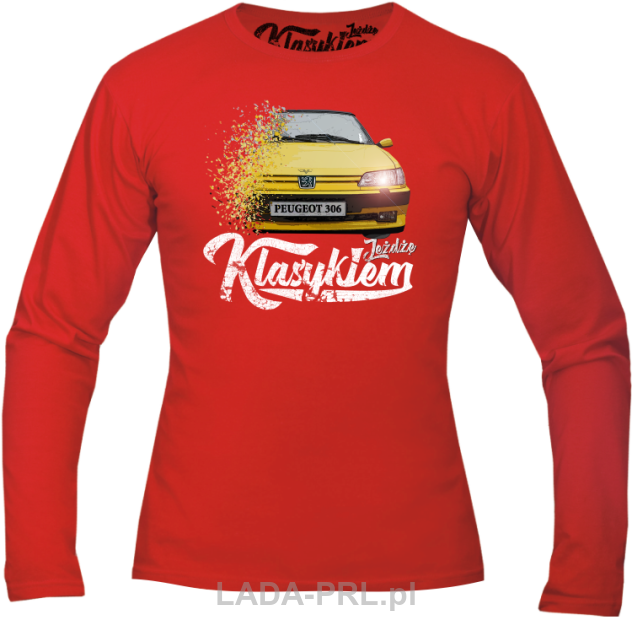 Czerwony t-shirt męski z długim rękawem PEUGEOT 306