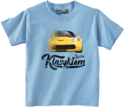 Błękitna koszulka bawełniana dla dziecka z sportowym autem Chevrolet Corvette.