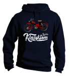 Granatowa bluza kangurek męska z nadrukiem Motorynka KOMAR.