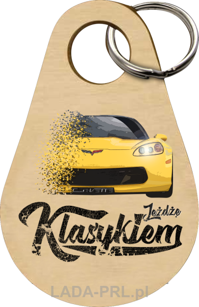 Brelok do kluczy z sportowym samochodem Chevrolet Corvette.