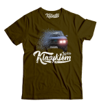 Brązowy t-shirt męski z nadrukiem Polonez Borewicz.