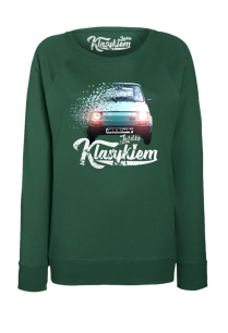 Bluza damska bez kaptura z nadrukiem FIAT 126p - "Jeżdżę Klasykiem"