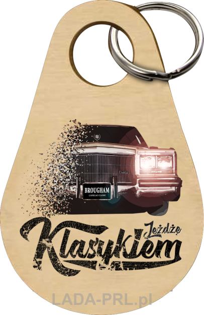 Drewniany brelok do kluczy z nadrukiem Cadillac Brougham
