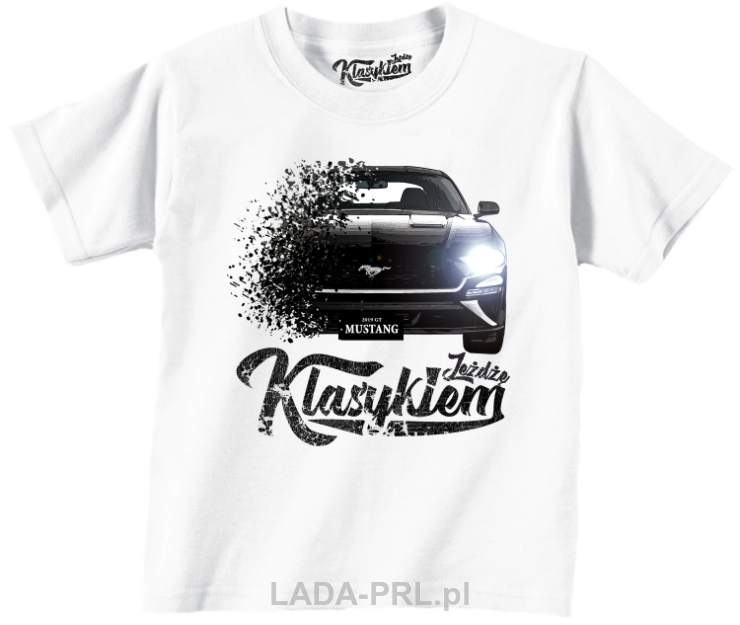 Biała koszulka dziecięca FORD Mustang 2019.