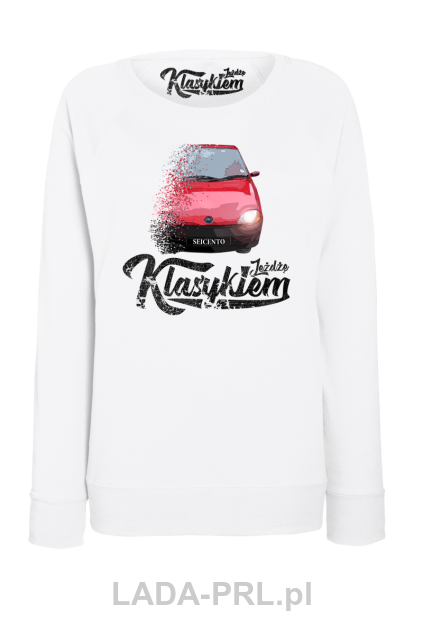 Biała bluza damska bez kaptura FIAT Seicento.