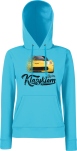 Turkusowa bluza damska z kapturem z nadrukiem Chevrolet Corvette.