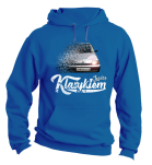 Niebieska bluza męska kangurek z nadrukiem FIAT Cinquecento.