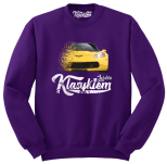 Fioletowa bluza męska bez kaptura z nadrukiem Chevrolet Corvette.